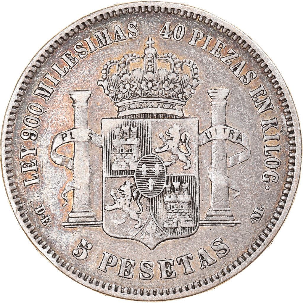 Coin, Spain, Alfonso XII, 5 Pesetas, 1876, Madrid, EF(40-45), Silver, KM:671