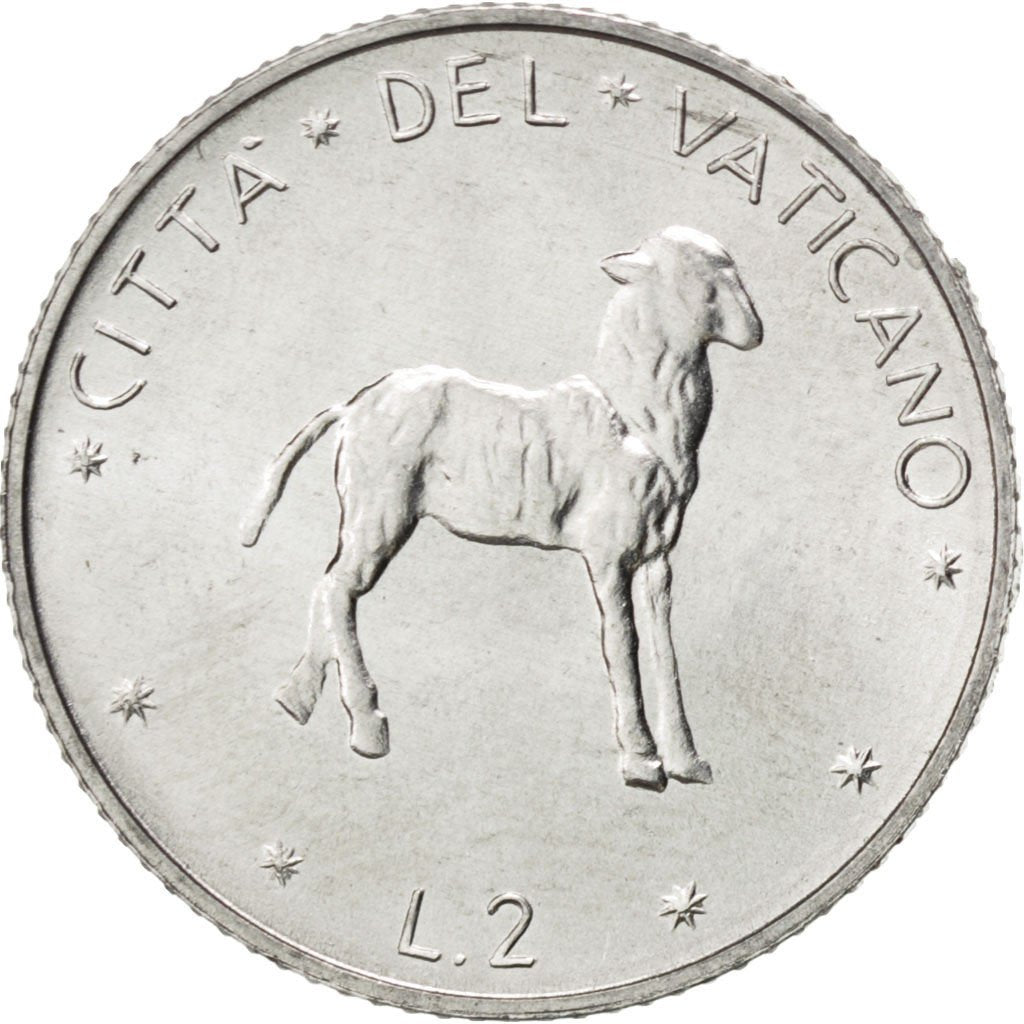 VATICAN CITY, 2 Lire, 1974, KM #117, MS(63), Aluminum, 18, 0.78