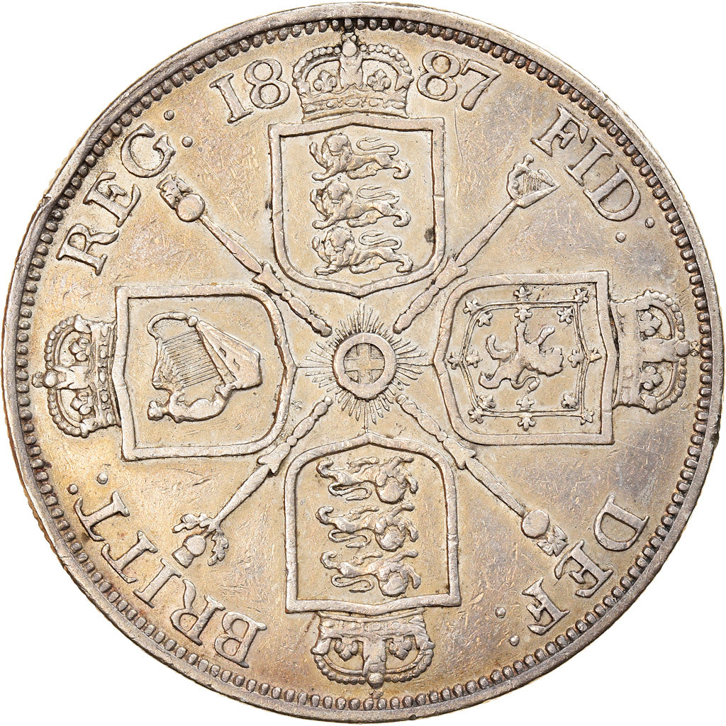 Coin, Great Britain, Victoria, Double Florin, 1887, EF(40-45), Silver, KM:763