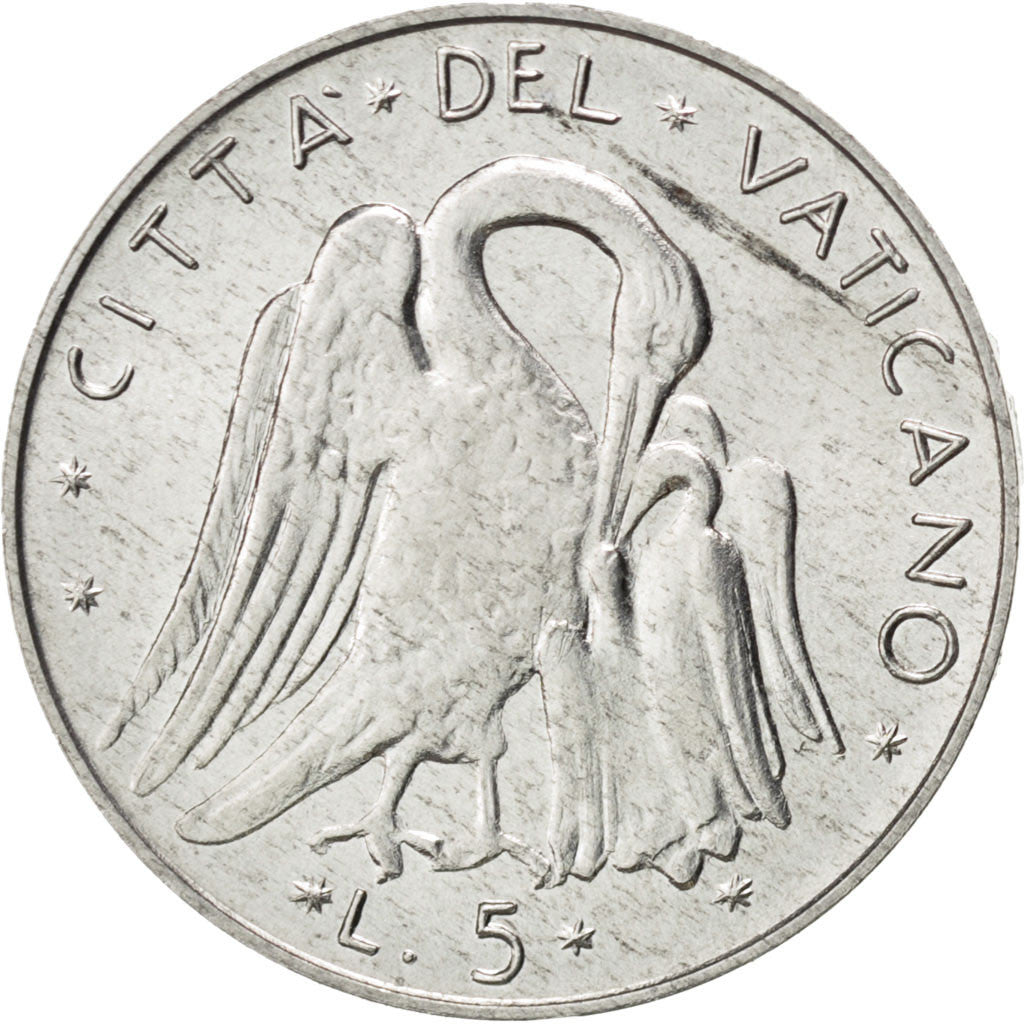VATICAN CITY, 5 Lire, 1974, KM #118, MS(63), Aluminum, 20, 0.99
