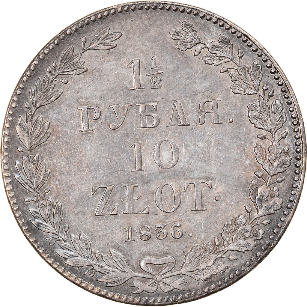 Monnaie, Pologne, Nicholas I, 10 Zlotych-1-1/2 Rubles, 1836, Moneta Wschovensis