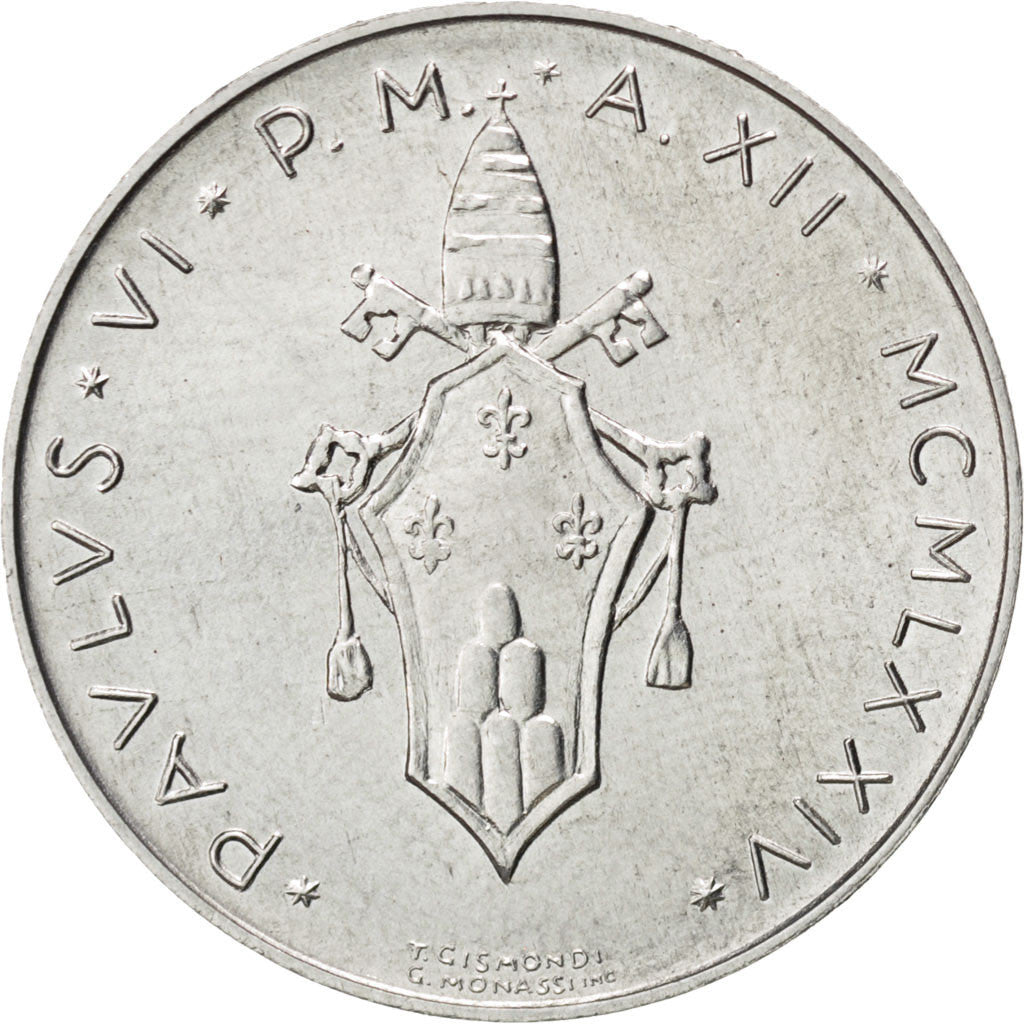 Vatican, Paul VI, 10 Lire 1974, KM 119