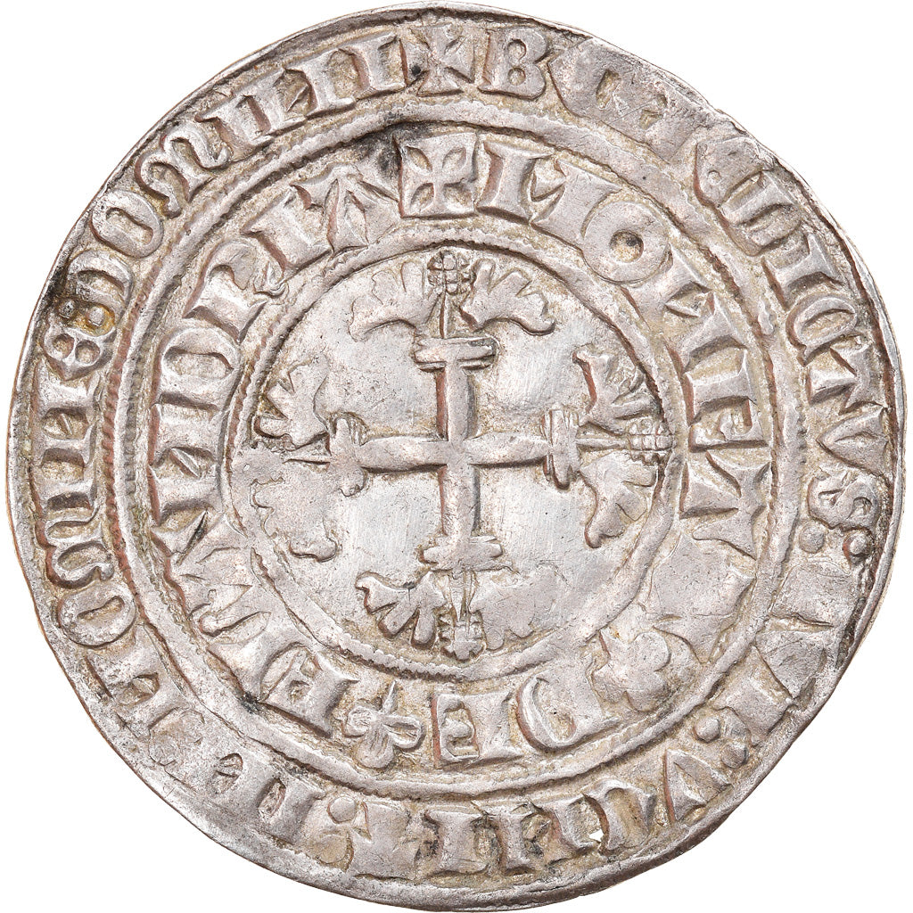 Coin, France, Flanders, Louis de Male, Double Gros, Gand, AU(50-53), Silver