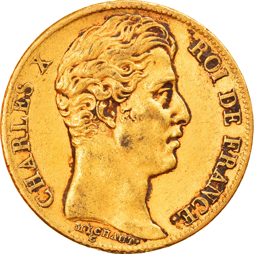 Moneda, Francia, Charles X, 20 Francs, 1825, Paris, MBC, Oro, KM:726.1