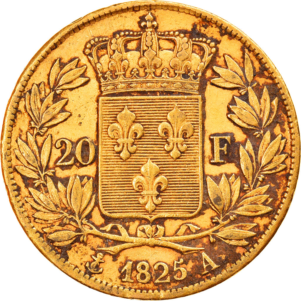 Moneda, Francia, Charles X, 20 Francs, 1825, Paris, MBC, Oro, KM:726.1