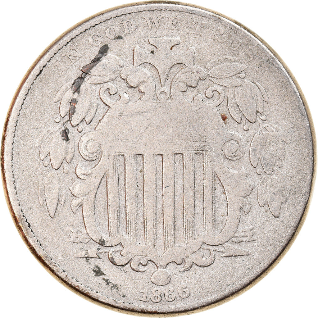 Moneta, Stati Uniti, Shield Nickel, 5 Cents, 1866, U.S. Mint, Philadelphia, MB