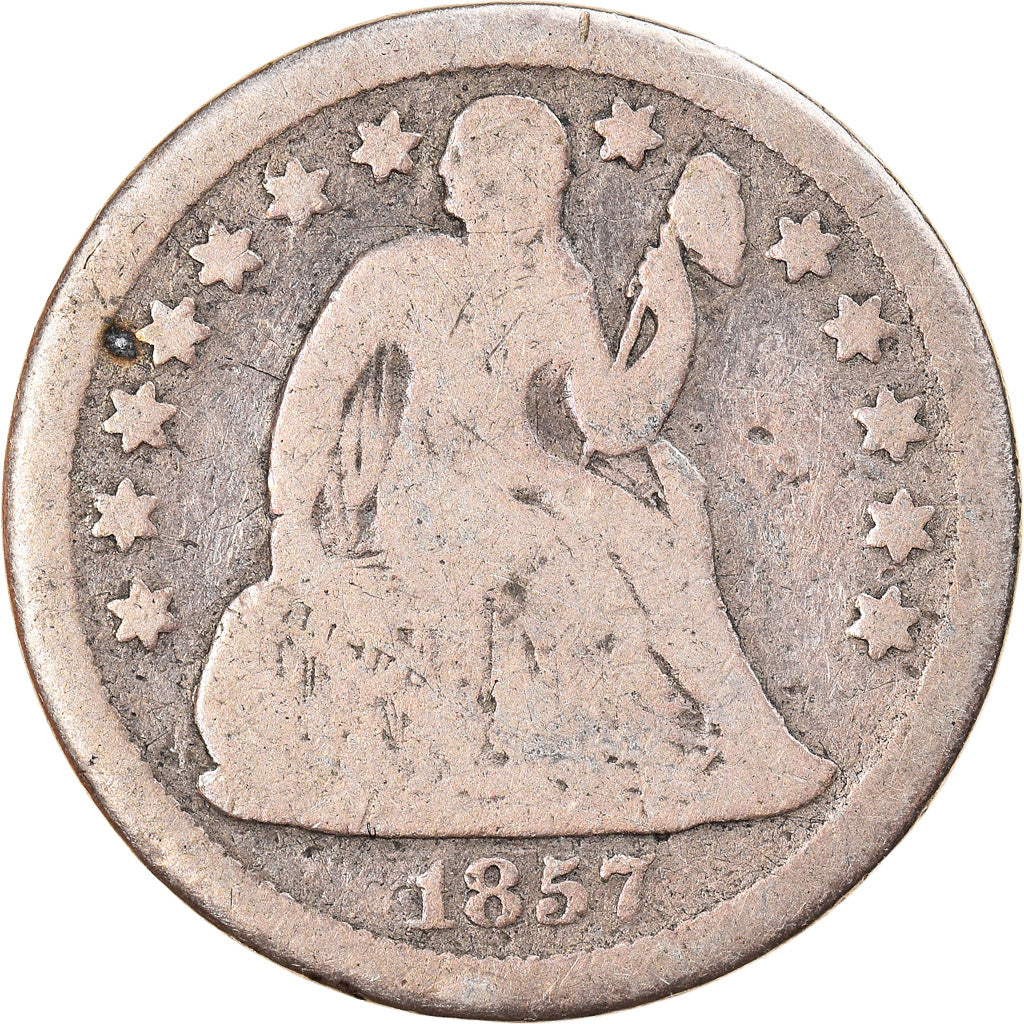 Coin, United States, Seated Liberty Dime, Dime, 1857, U.S. Mint, New Orleans