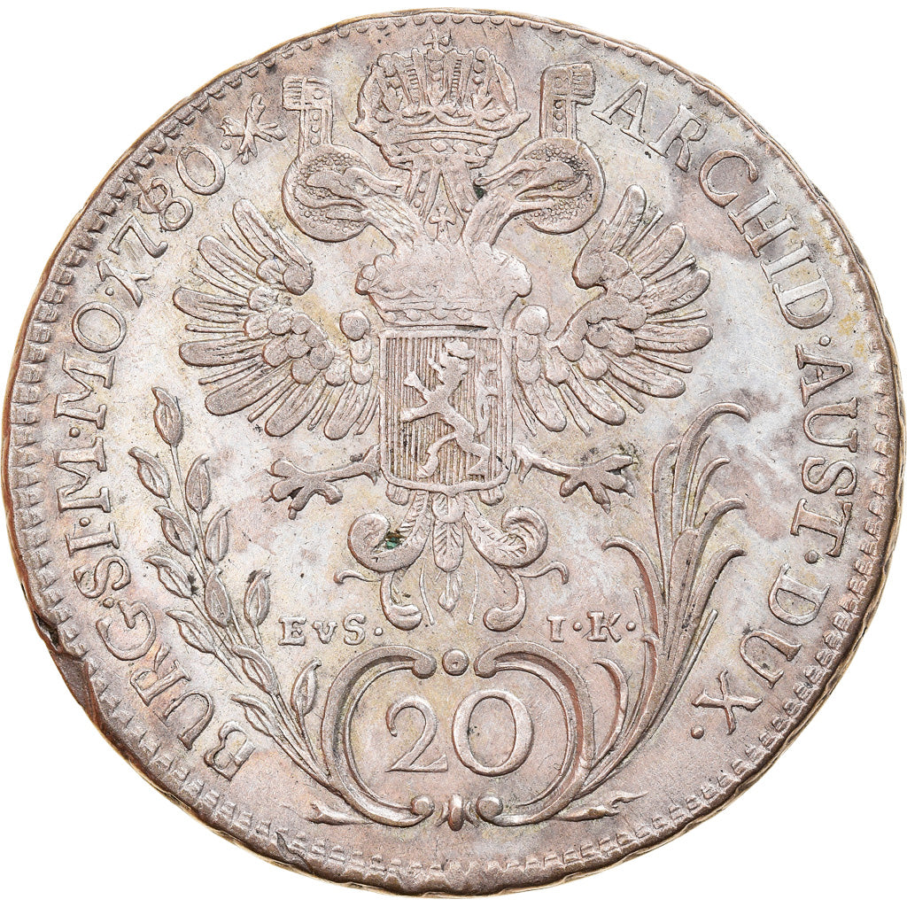 Coin, Austria, Joseph II, 20 Kreuzer, 1780, Prague, AU(50-53), Silver, KM:2067.1