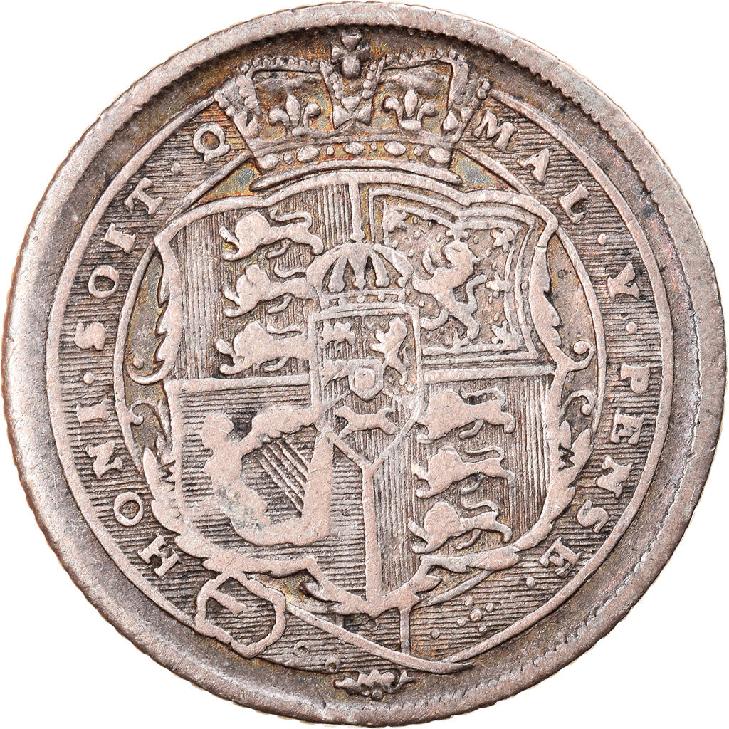 Coin, Great Britain, George III, 6 Pence, 1816, VF(30-35), Silver, KM:665