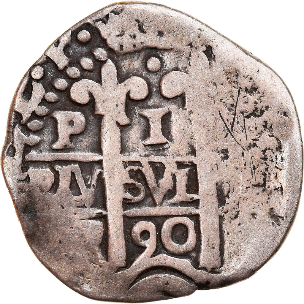 Monnaie, Bolivie, Charles II, Real, 1690, Potosi, COB, TB, Argent, KM:23