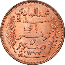 Coin, Tunisia, Muhammad al-Hadi Bey, 5 Centimes, 1904, Paris, MS(63), Bronze