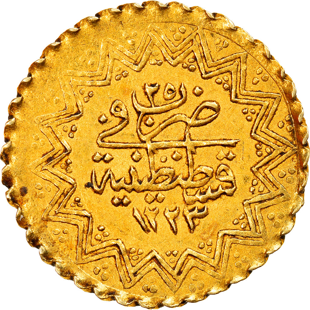 Coin, Turkey, Mahmud II, 1/4 New Altin, Yeni Rubiye, 1832 (1223//25)