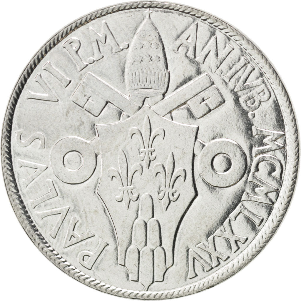 VATICAN CITY, 50 Lire, 1975, KM #129, MS(63), Stainless steel, 24.8, 6.24