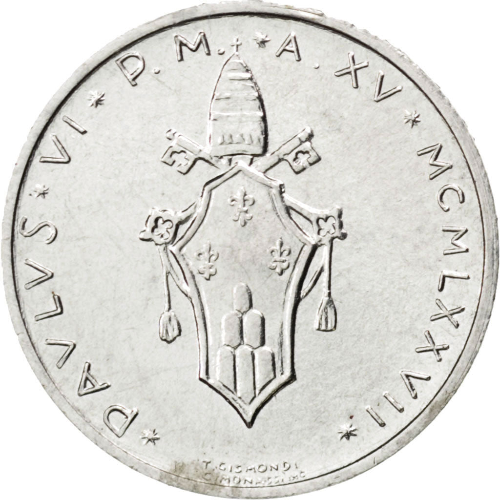 VATICAN CITY, Lira, 1977, KM #116, MS(63), Aluminum, 17, 0.62