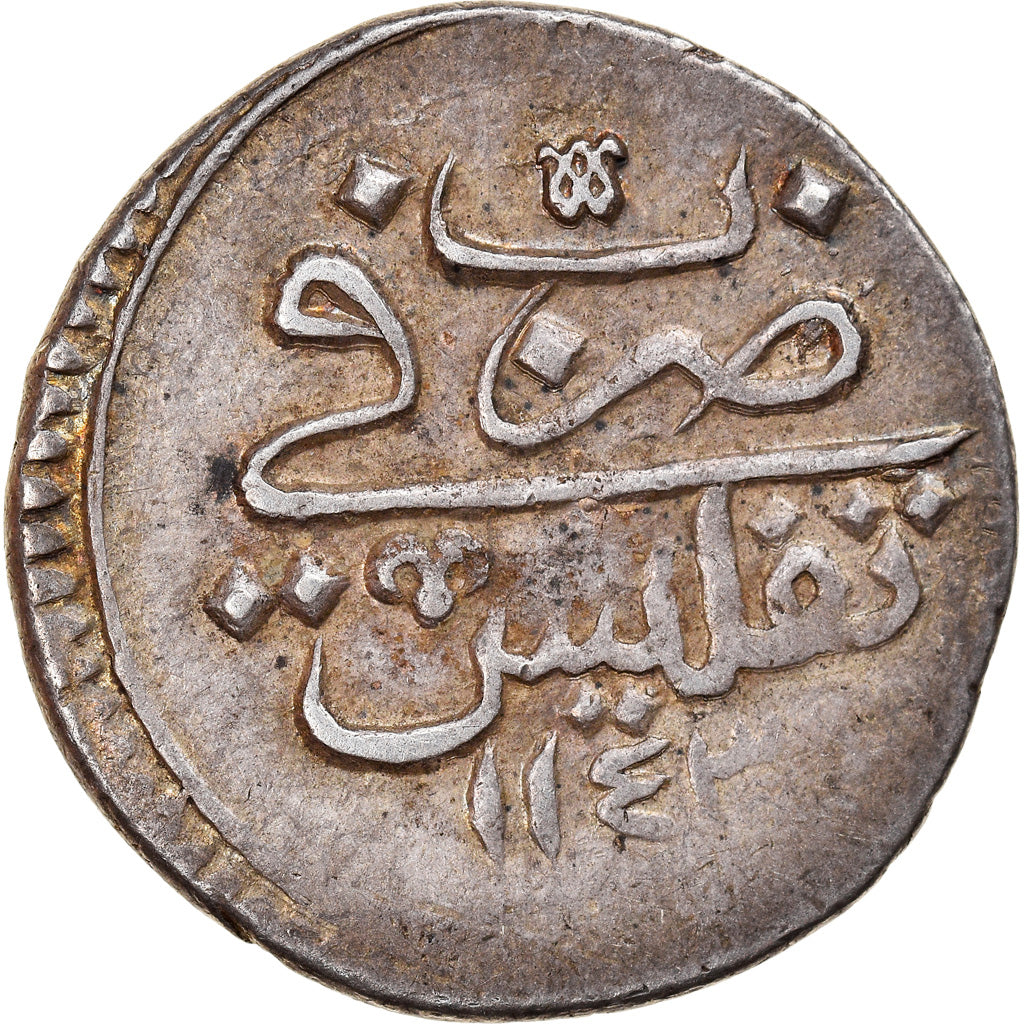 Moneda, Turquía, Mahmud I, Onluk, AH 1143 (1730), Tiflis, MBC, Plata, KM:203