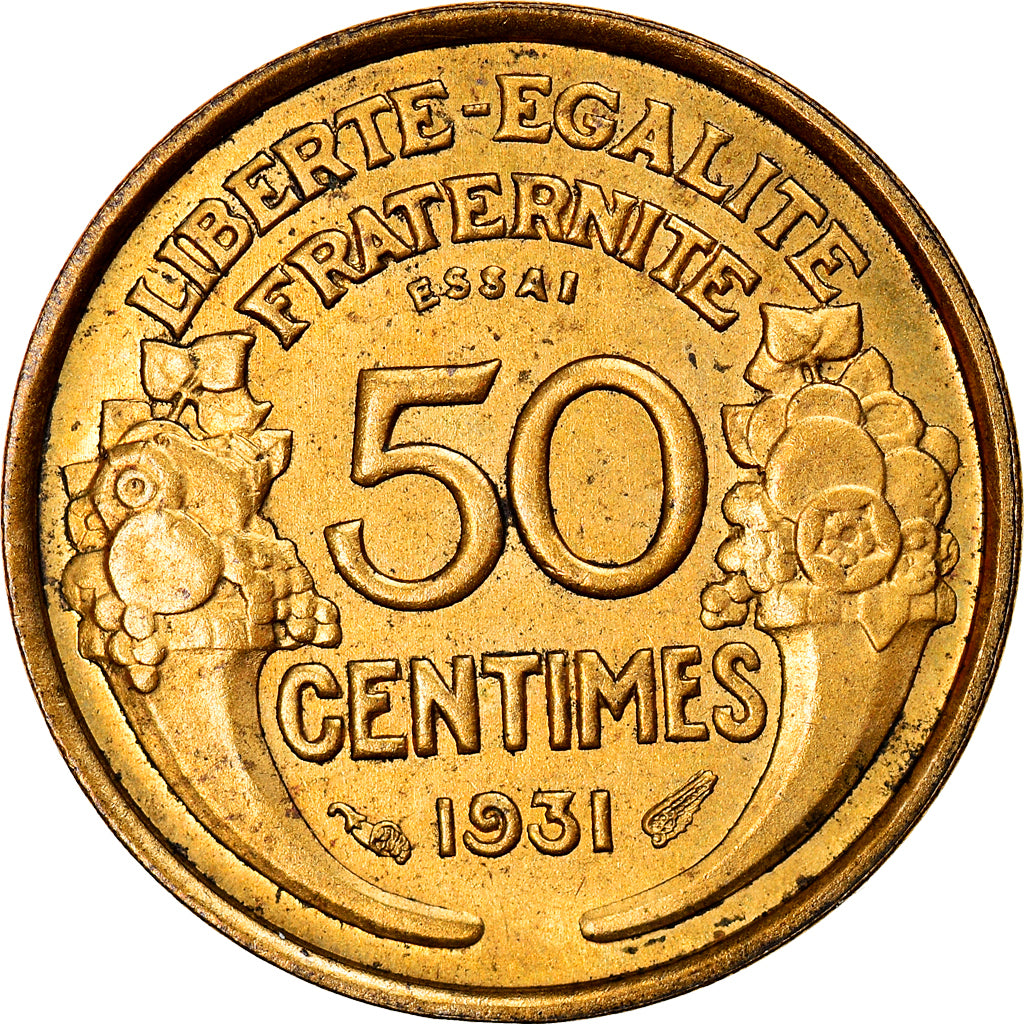Munten, Frankrijk, Morlon, 50 Centimes, 1931, Paris, ESSAI, UNC-