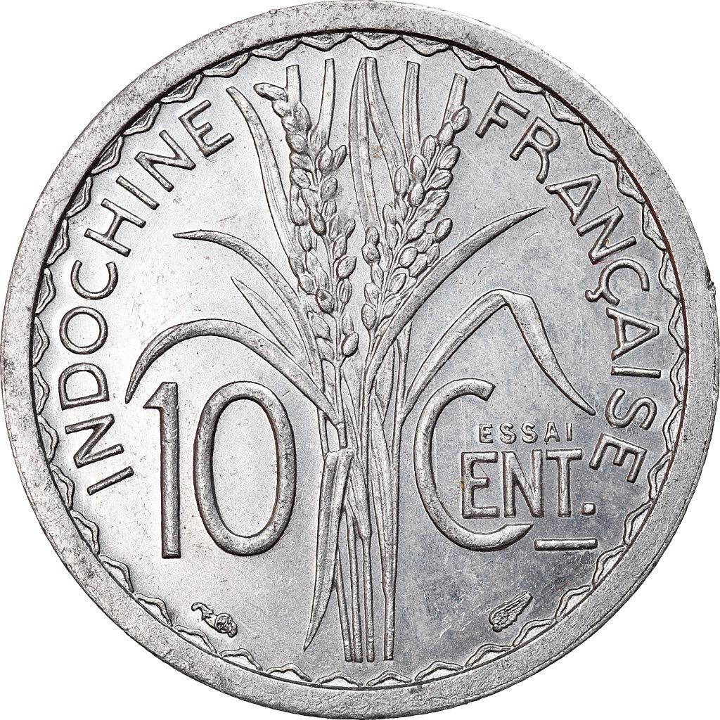 Moeda, INDOCHINA FRANCESA, 10 Cents, 1945, Paris, ENSAIO, MS(63), Alumínio