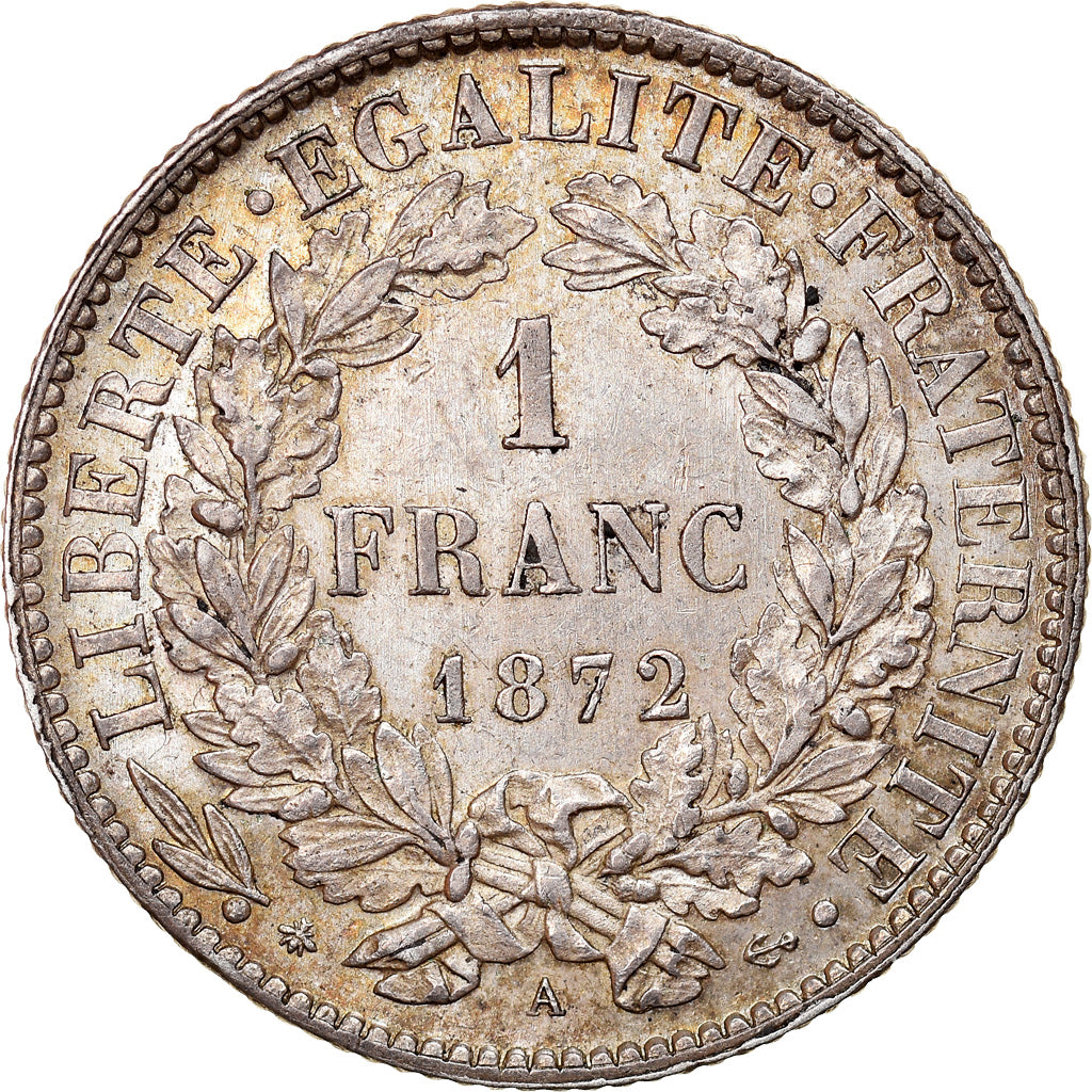 Coin, France, Cérès, Franc, 1872, Paris, AU(55-58), Silver, KM:822.1