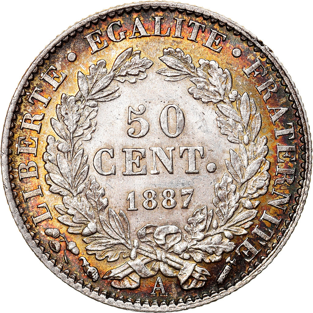 Münze, Frankreich, Cérès, 50 Centimes, 1887, Paris, VZ+, Silber, KM:834.1