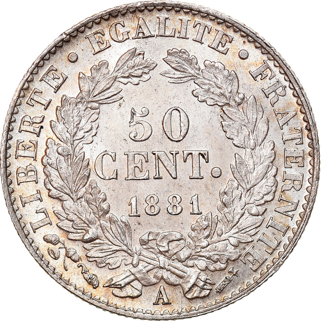 Moneta, Francia, Cérès, 50 Centimes, 1881, Paris, SPL, Argento, KM:834.1