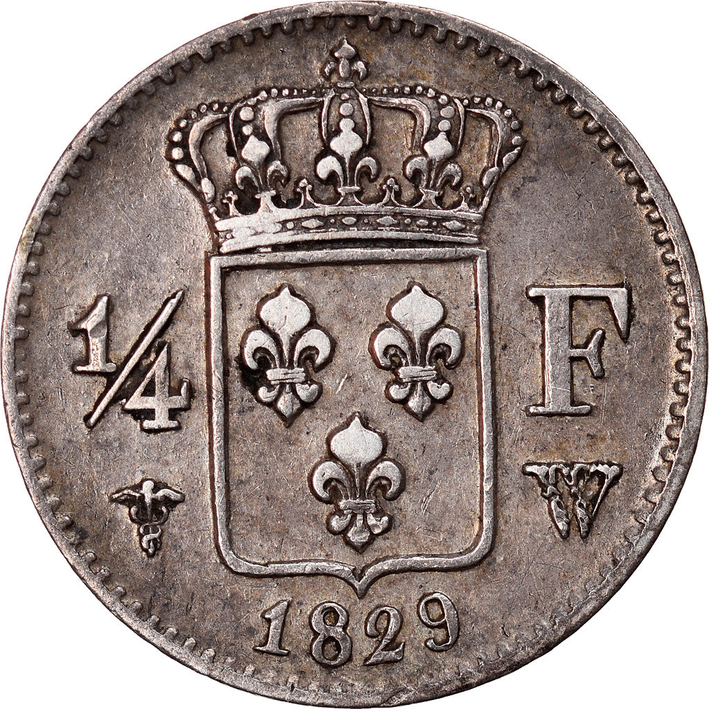Munten, Frankrijk, Charles X, 1/4 Franc, 1829, Lille, ZF+, Zilver, KM:722.12