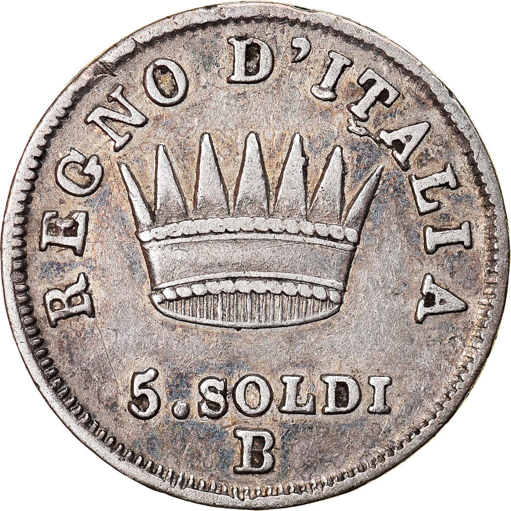 Munten, Italiaanse staten, KINGDOM OF NAPOLEON, Napoleon I, 5 Soldi, 1813