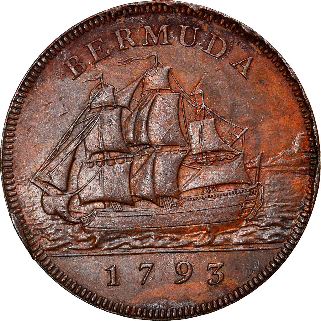 Coin, Bermuda, George III, Penny, 1793, AU(50-53), Copper, KM:5