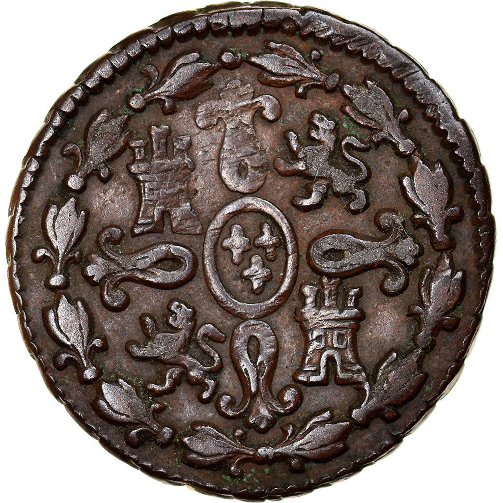 Coin, Spain, Charles IV, 2 Maravedis, 1796, Segovia, EF(40-45), Copper, KM:426
