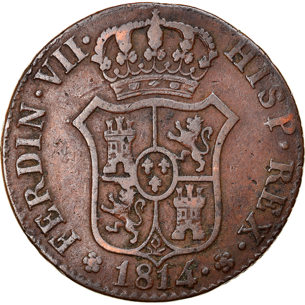 Coin, Spain, CATALONIA, Ferdinand VII, 6 Quartos, 1814, Mallorca, EF(40-45)