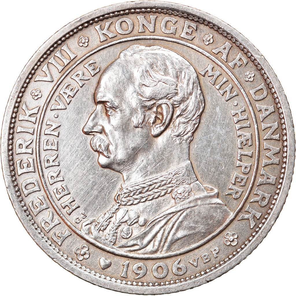 Münze, Dänemark, Frederik VIII, 2 Kroner, 1906, Copenhagen, SS+, Silber