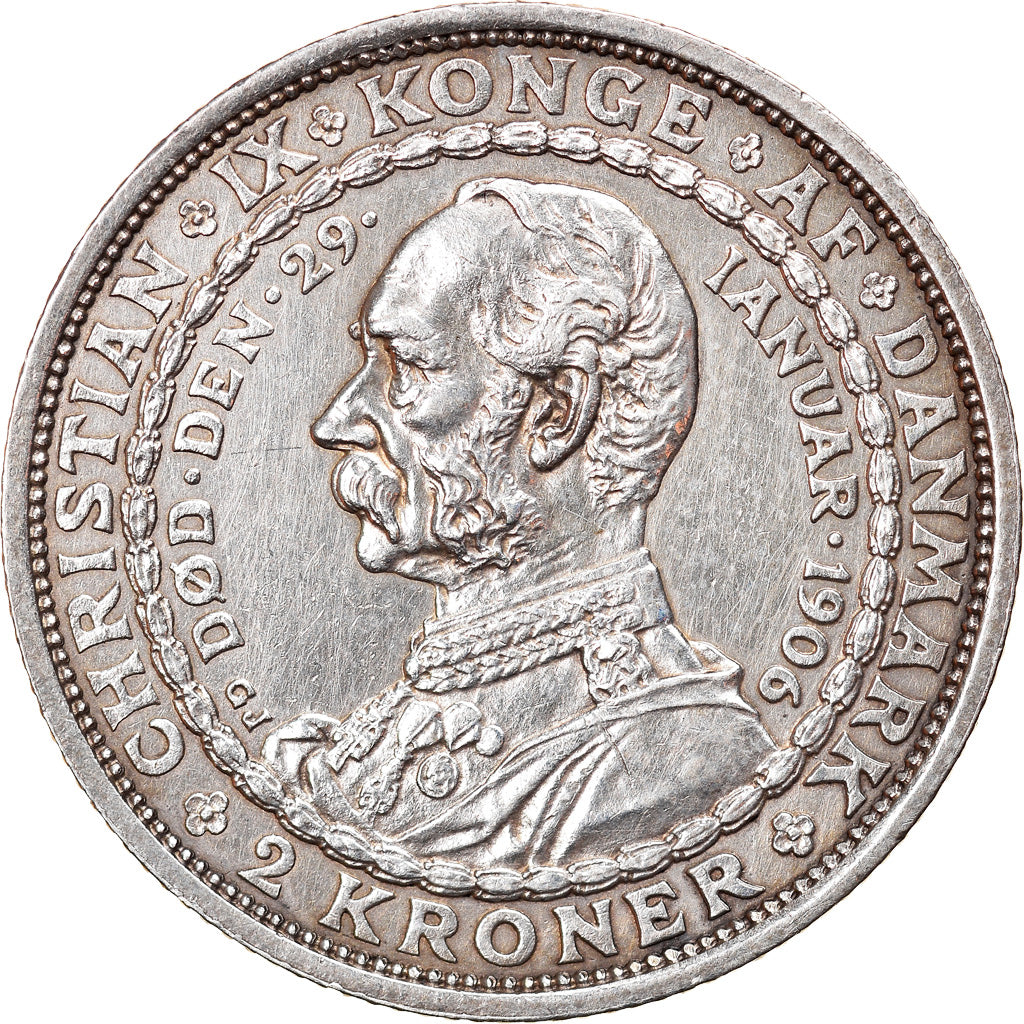 Münze, Dänemark, Frederik VIII, 2 Kroner, 1906, Copenhagen, SS+, Silber