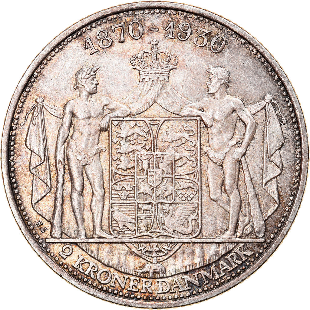Coin, Denmark, Christian X, 2 Kroner, 1930, Copenhagen, AU(55-58), Silver