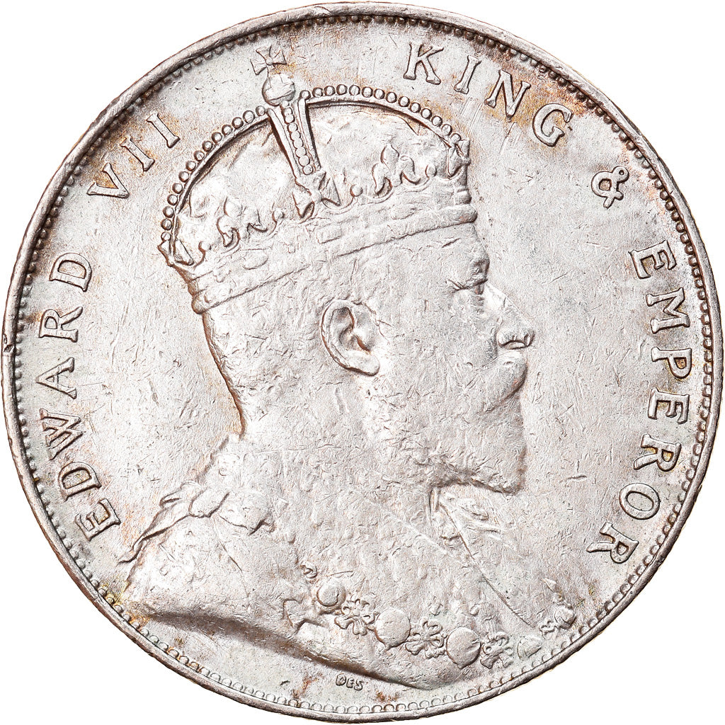 Moneda, Colonias del Estrecho, Edward VII, Dollar, 1908, Bombay, MBC, Plata