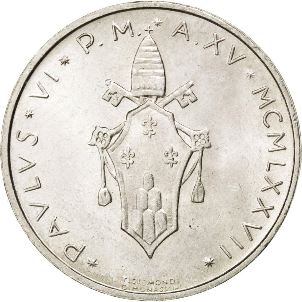 VATICAN CITY, 500 Lire, 1977, KM #132, MS(63), Silver, 29.3, 11.00