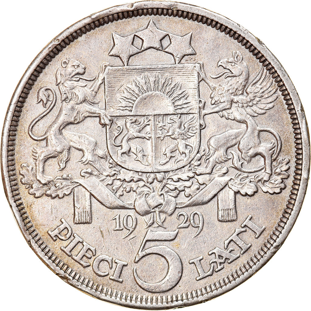 Münze, Latvia, 5 Lati, 1929, SS, Silber, KM:9