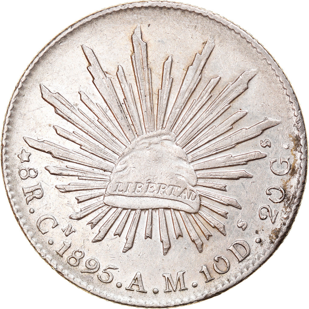 Coin, Mexico, 8 Reales, 1895, Culiacan, AU(55-58), Silver, KM:377.3
