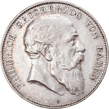 Coin, German States, BADEN, Friedrich I, 5 Mark, 1907, EF(40-45), Silver, KM:274