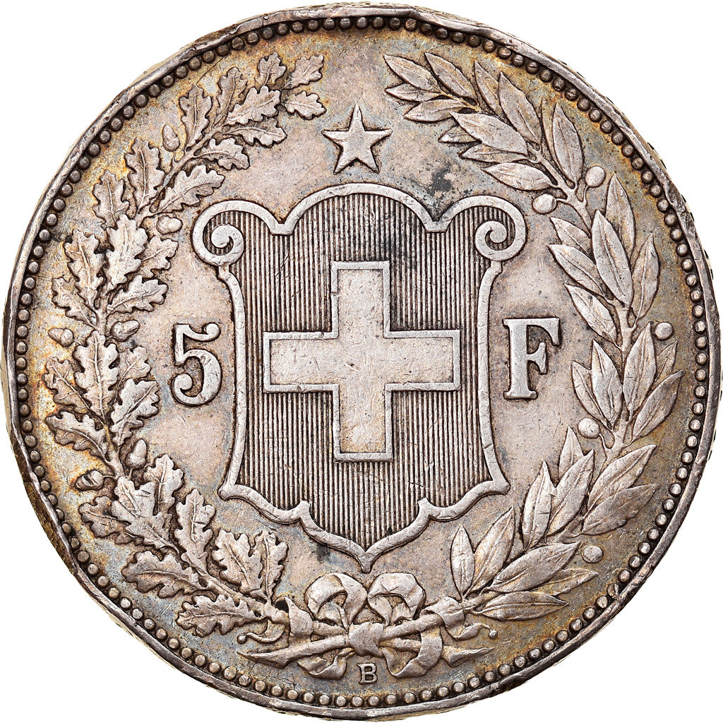 Coin, Switzerland, 5 Francs, 1908, Bern, VF(30-35), Silver, KM:34
