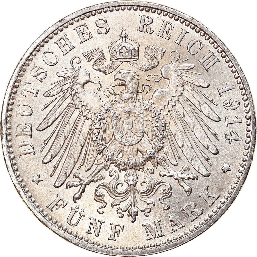 Coin, German States, BAVARIA, Ludwig III, 5 Mark, 1914, Munich, MS(60-62)