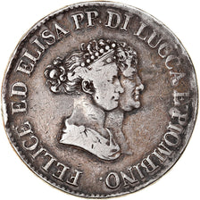 Moneta, DEPARTAMENTY WŁOSKIE, LUCCA, Felix and Elisa, 5 Franchi, 1805, Firenze