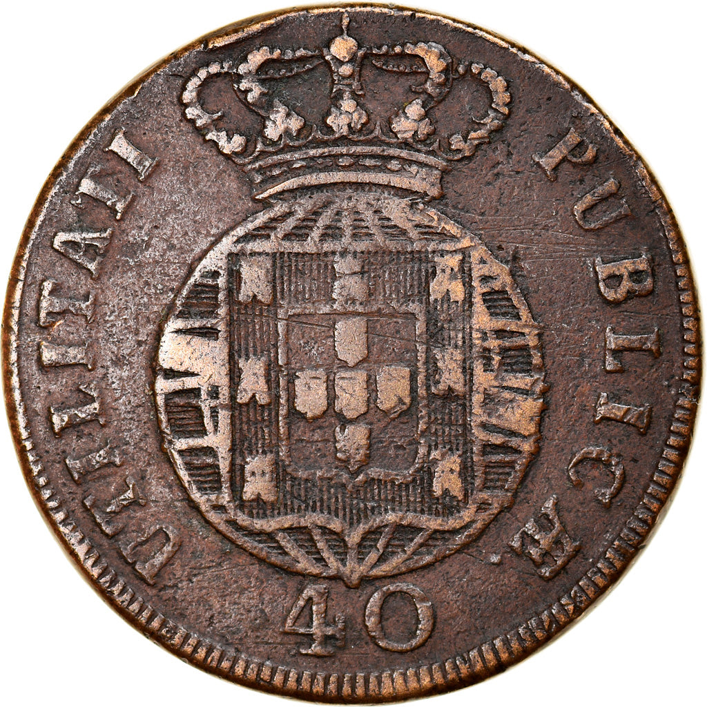Coin, Portugal, Jo, 40 Reis, Pataco, 1824, VF(30-35), Bronze, KM:370