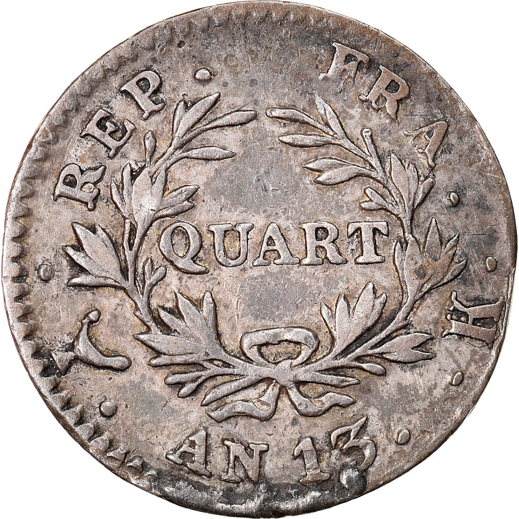 Coin, France, Napoléon I, 1/4 Franc, An 13 (1805), Bordeaux, VF(30-35), Silver