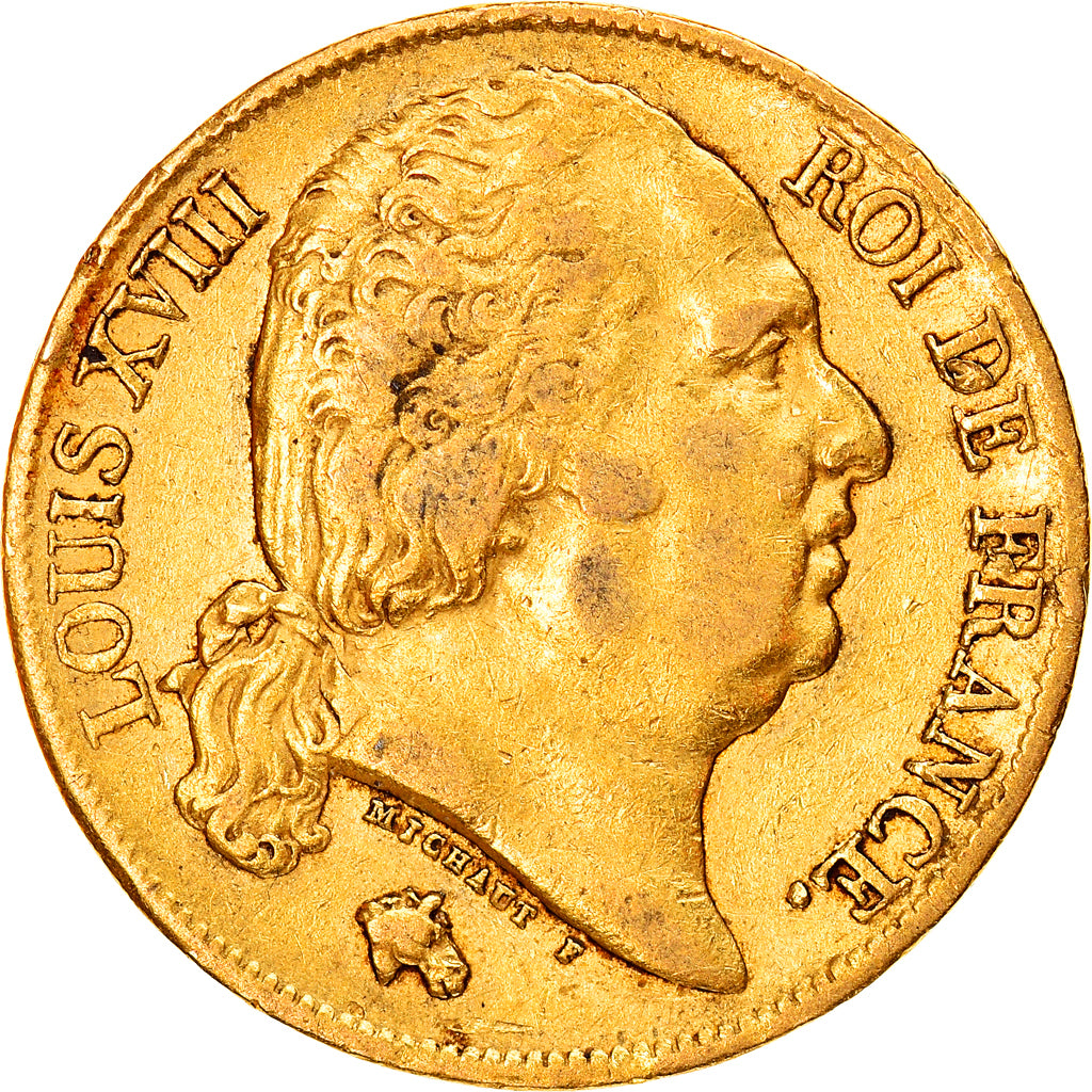 Moneta, Francia, Louis XVIII, Louis XVIII, 20 Francs, 1820, Paris, BB, Oro