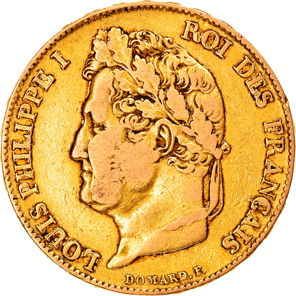 Moneda, Francia, Louis-Philippe, 20 Francs, 1833, Rouen, BC+, Oro, KM:750.2
