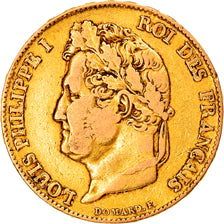 Moneda, Francia, Louis-Philippe, 20 Francs, 1833, Rouen, BC+, Oro, KM:750.2
