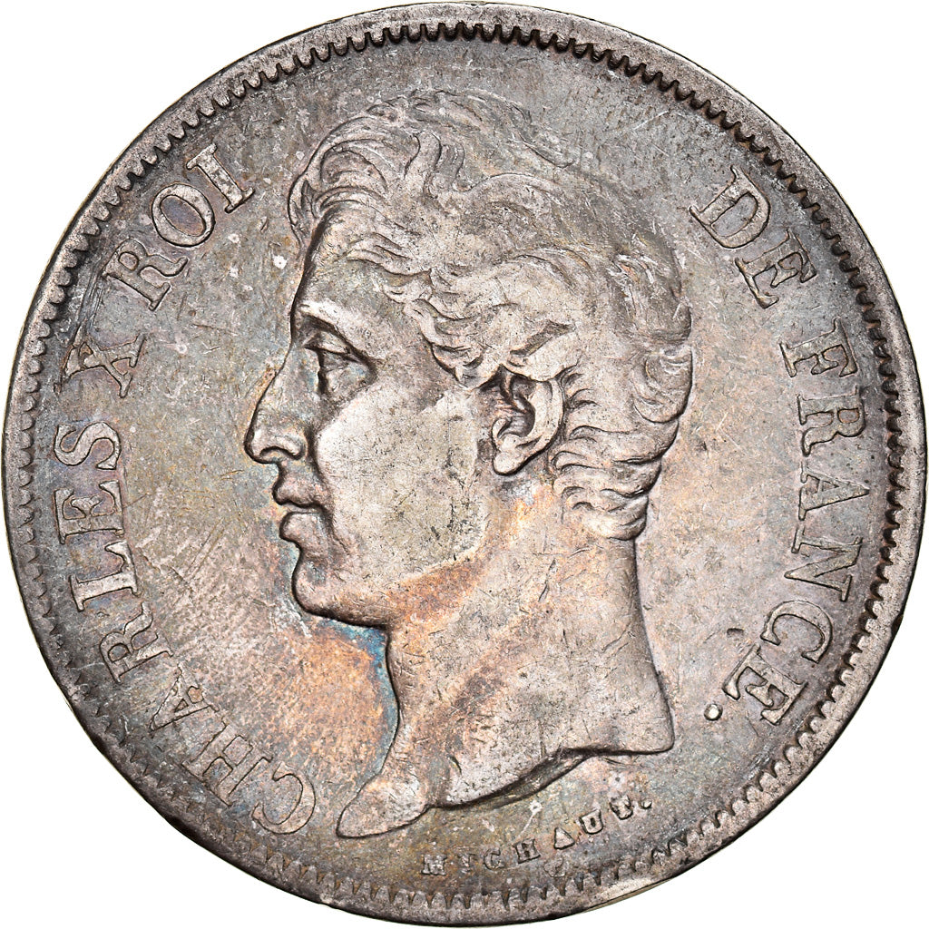 Coin, France, Charles X, 5 Francs, 1829, La Rochelle, VF(30-35), Silver