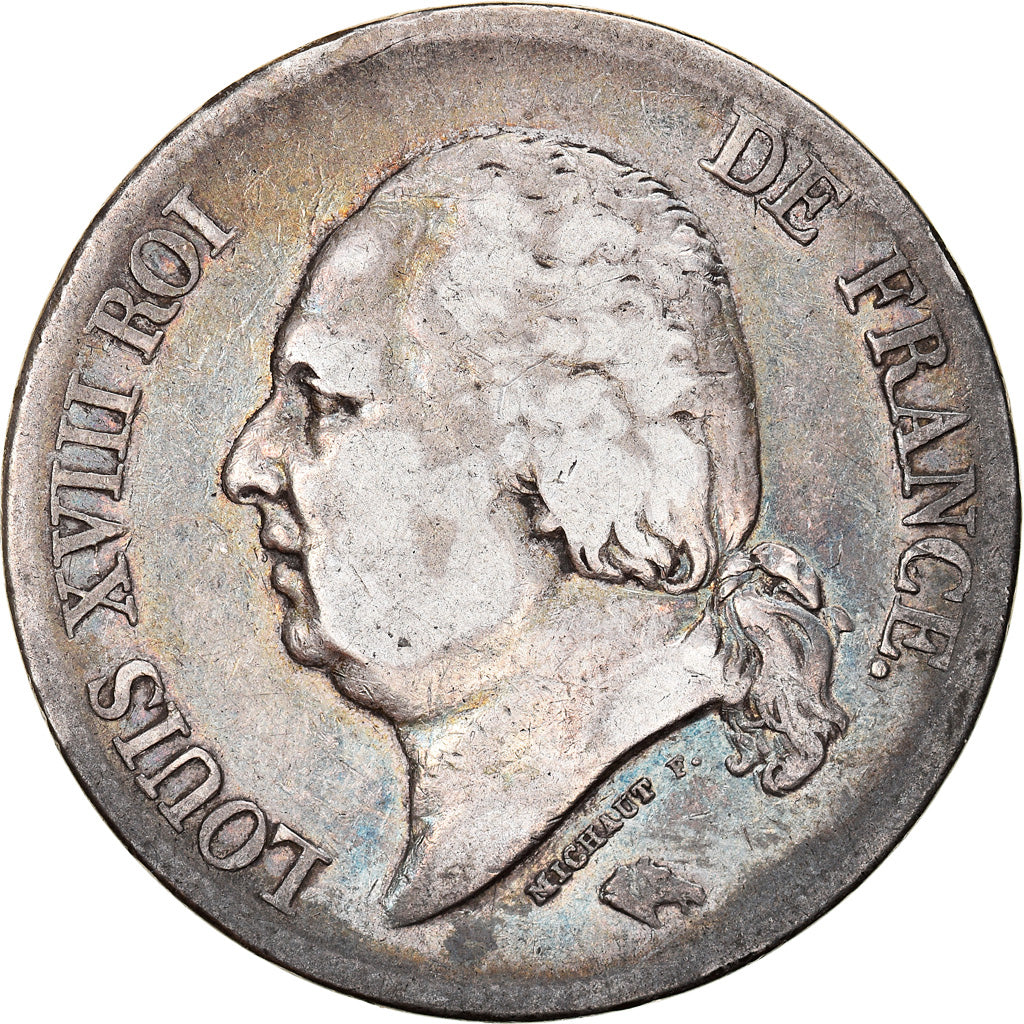Munten, Frankrijk, Louis XVIII, Louis XVIII, 5 Francs, 1824, Paris, FR, Zilver