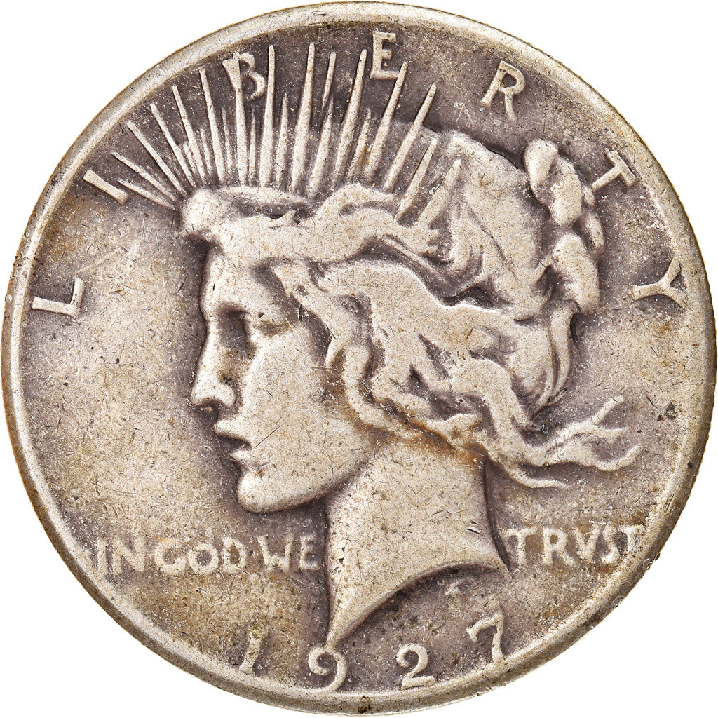 Monnaie, États-Unis, Peace Dollar, Dollar, 1927, U.S. Mint, Philadelphie, TB