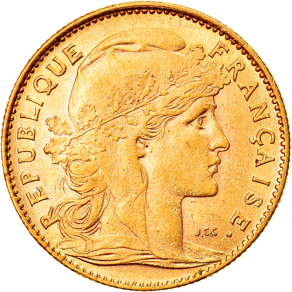 Munten, Frankrijk, Marianne, 10 Francs, 1909, Paris, ZF, Goud, KM:846