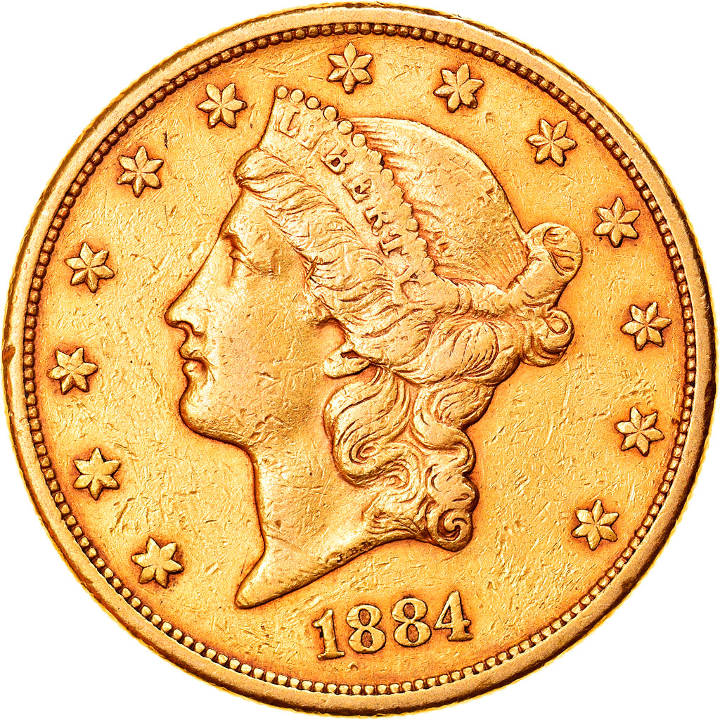 Coin, United States, Liberty Head, $20, Double Eagle, 1884, U.S. Mint, San